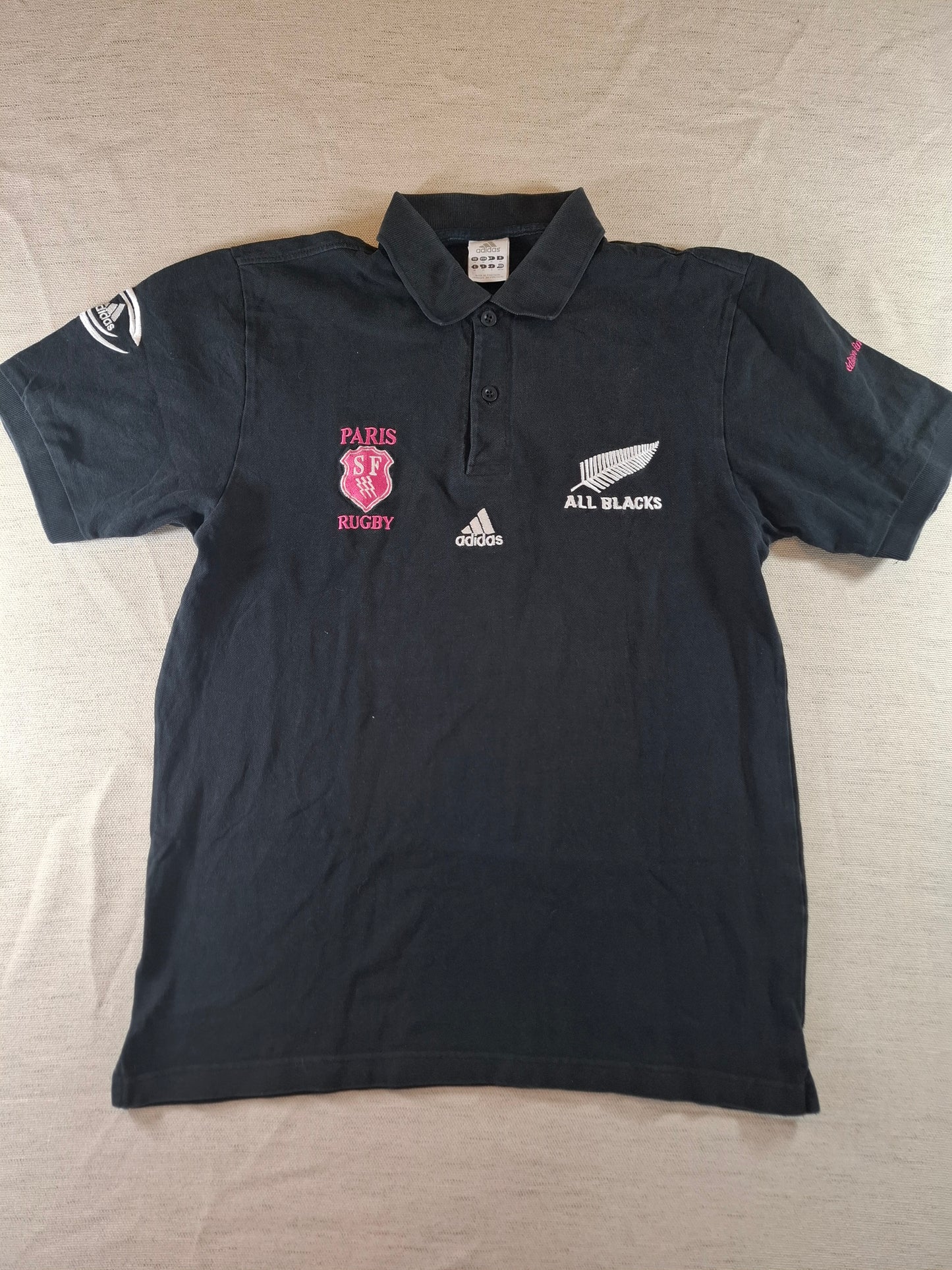 000159 Adidas Polo size M BLACK New Zealand All Blacks Rugby