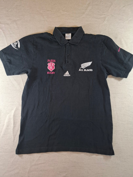 000159 Adidas Polo size M BLACK New Zealand All Blacks Rugby