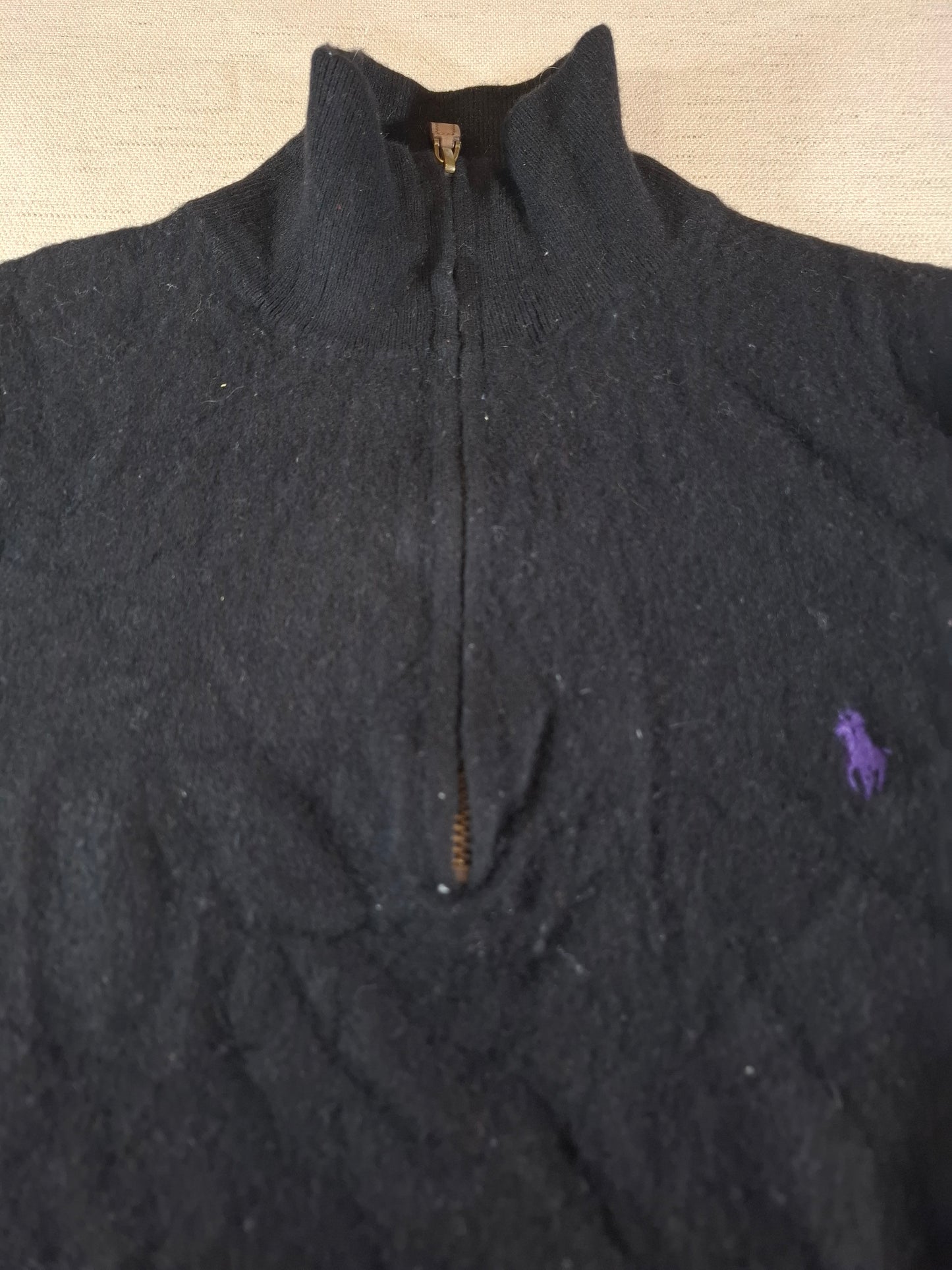 000497 Polo Ralph Lauren 1/4 zip sweater size XXL Black Merino