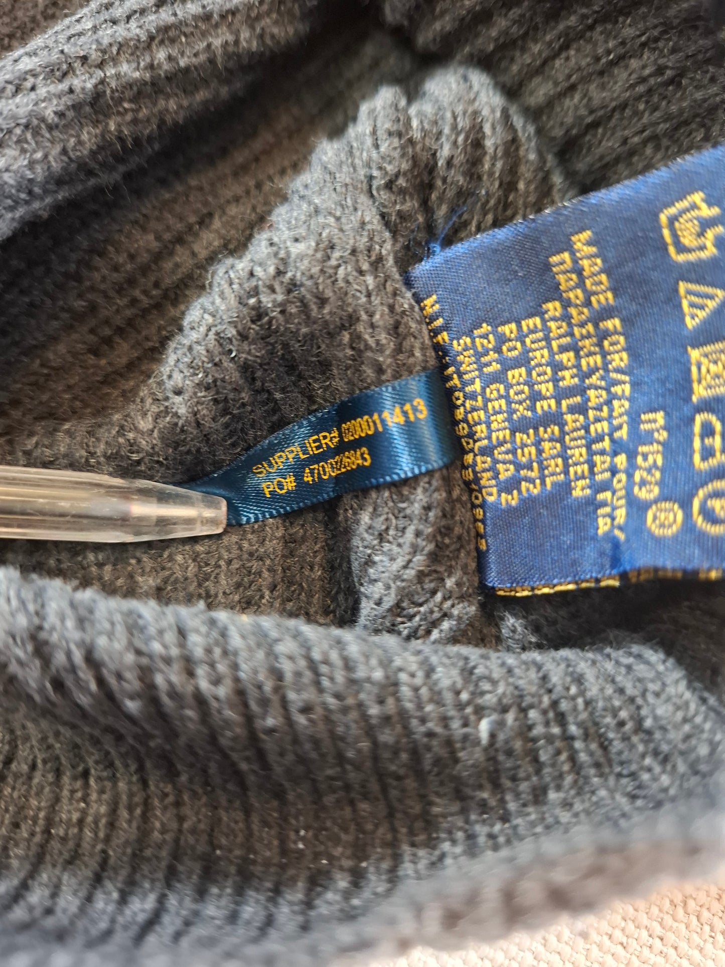 000936 Polo Ralph Lauren Full zip sweater size M Anthracite