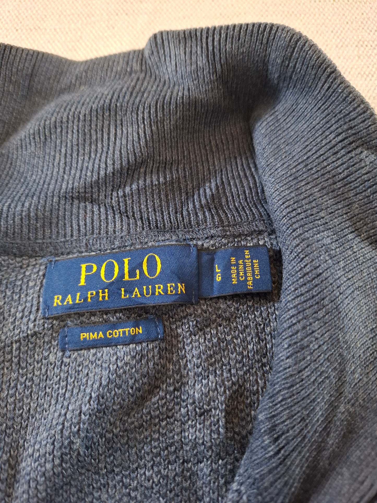 000942 Polo Ralph Lauren Full zip sweater size L Anthracite