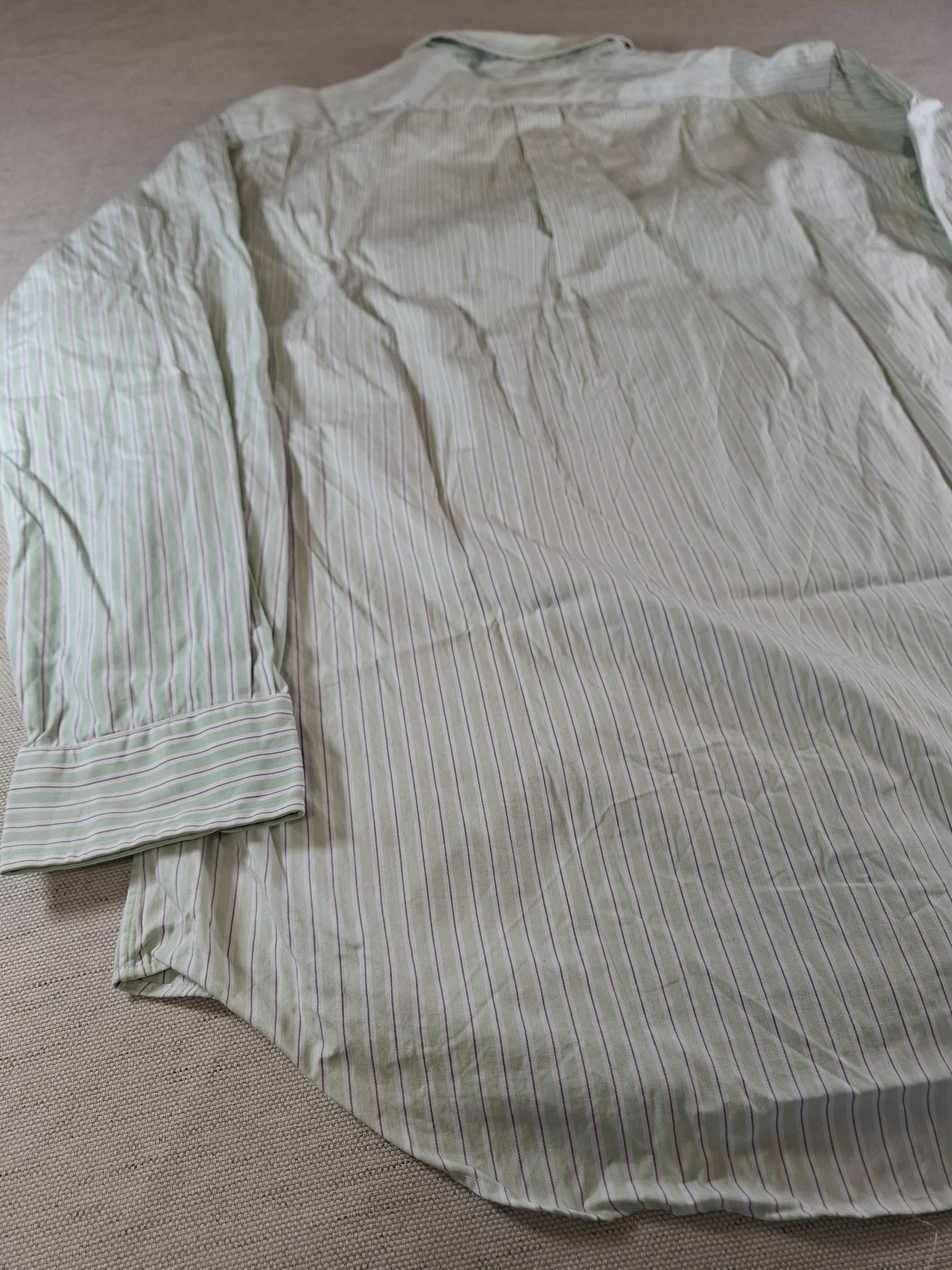 001084 Polo Ralph Lauren Button down shirt size 16.5 / 32-33 Green/ Grey/ White striped
