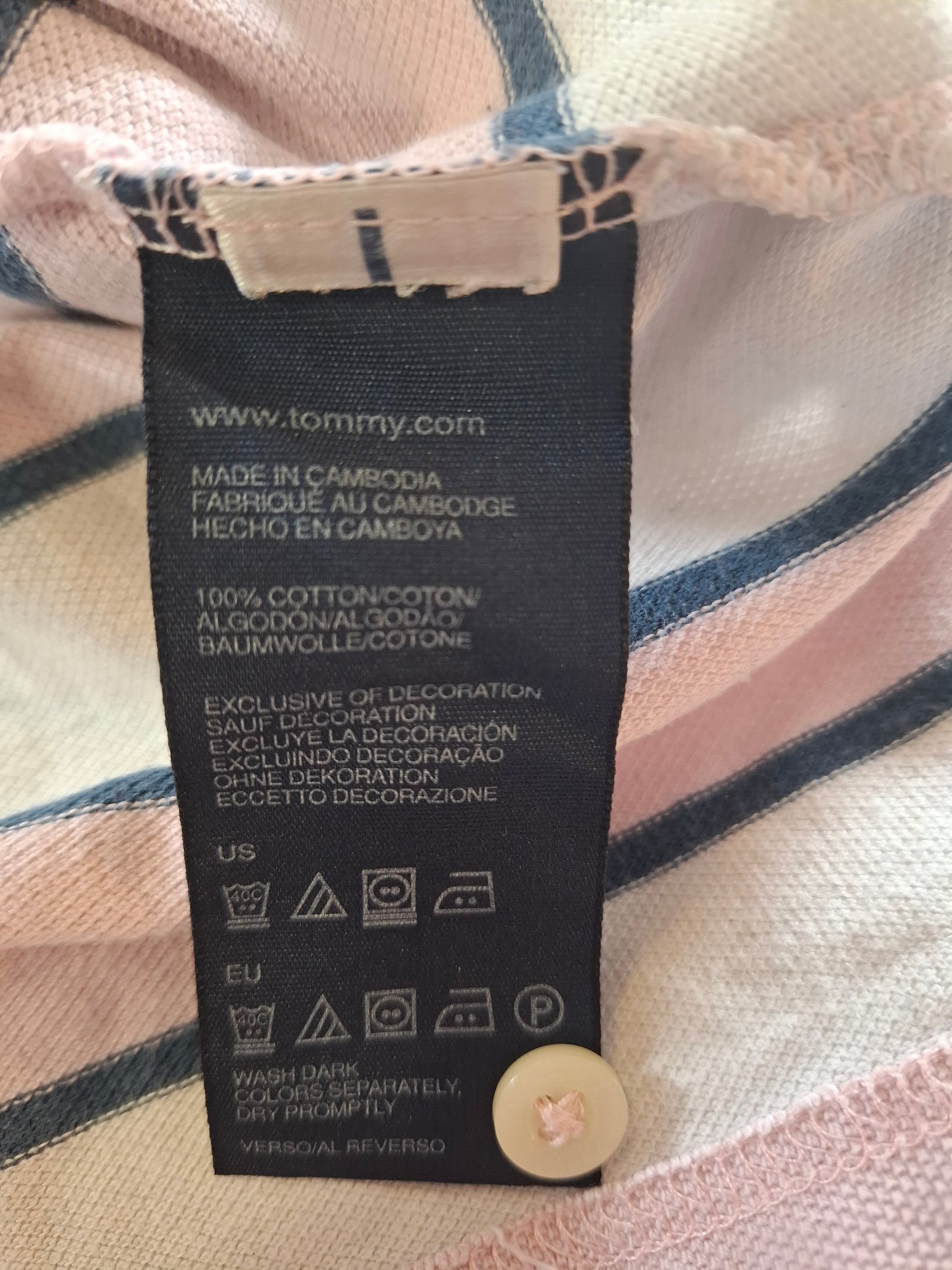 001112 Tommy Hilfiger Polo size L Red/ White/ Blue striped