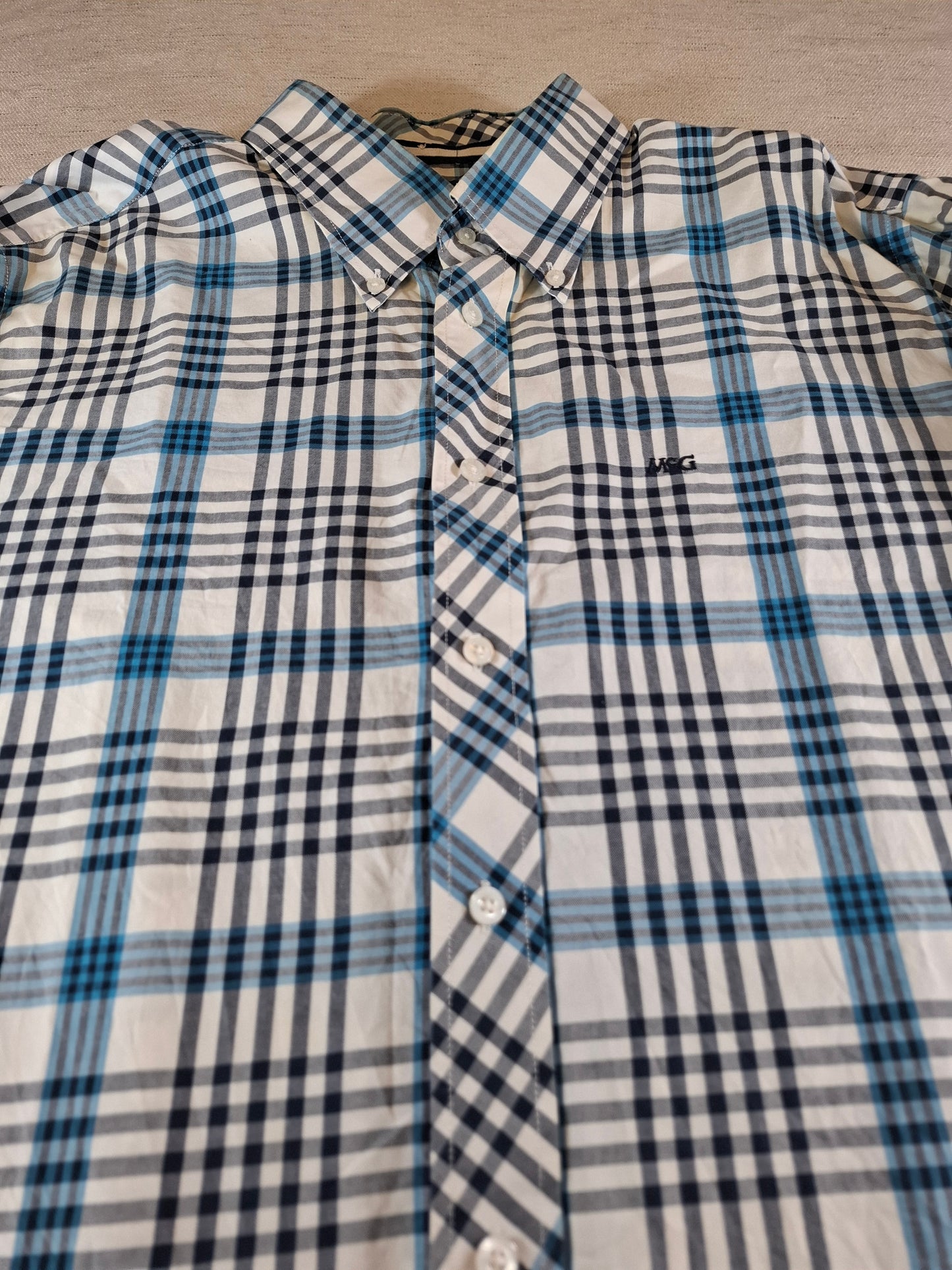 001087 McGregor Button down shirt size XXXL Blue/ White checkered