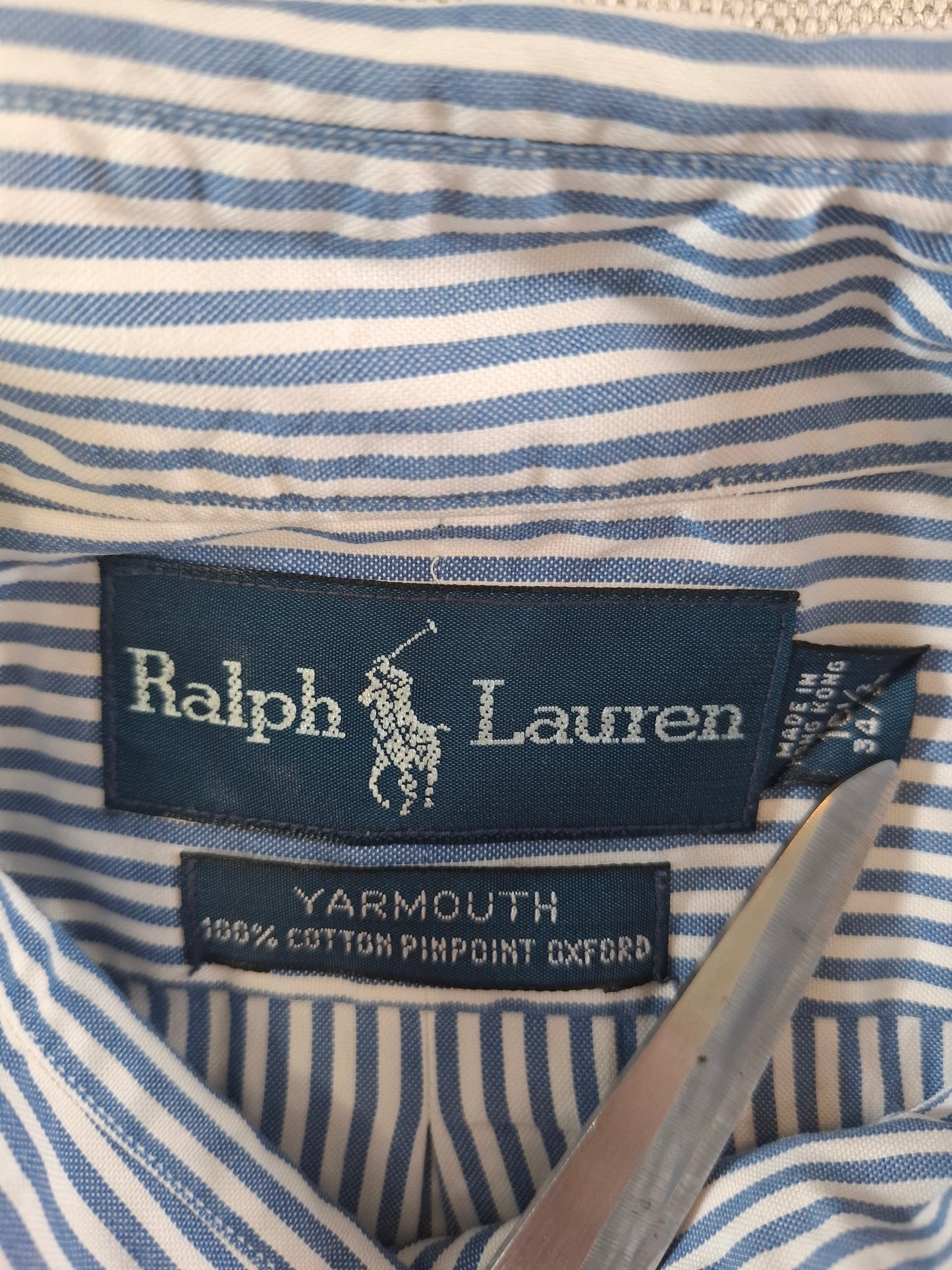001081 Polo Ralph Lauren Button down shirt size 16.5 / 34-35 Blue/ White striped