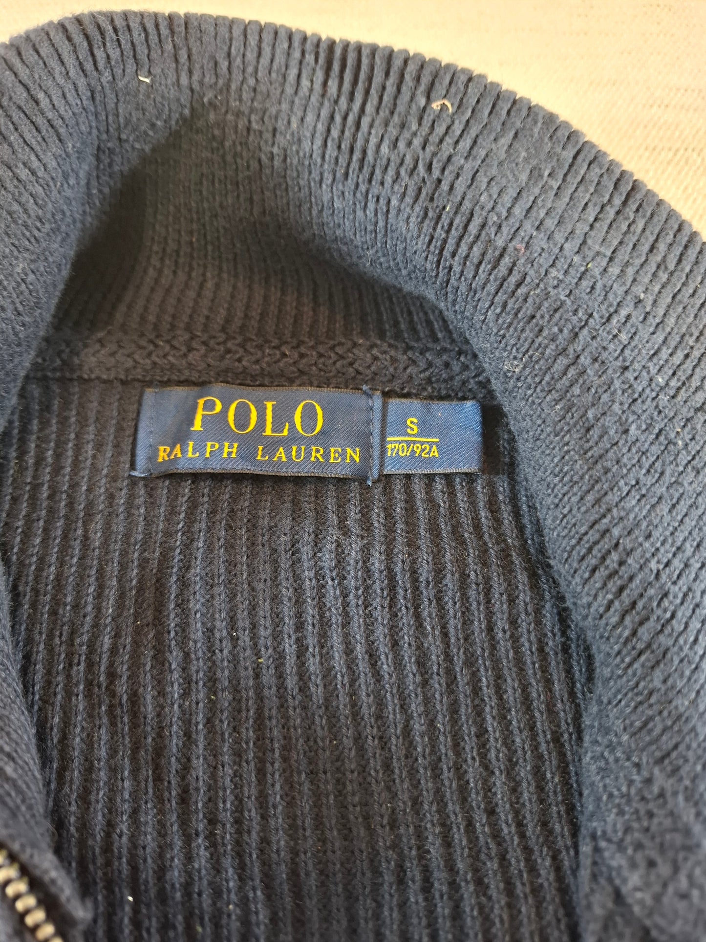 000933 Polo Ralph Lauren Full zip sweater size S Navy Blue