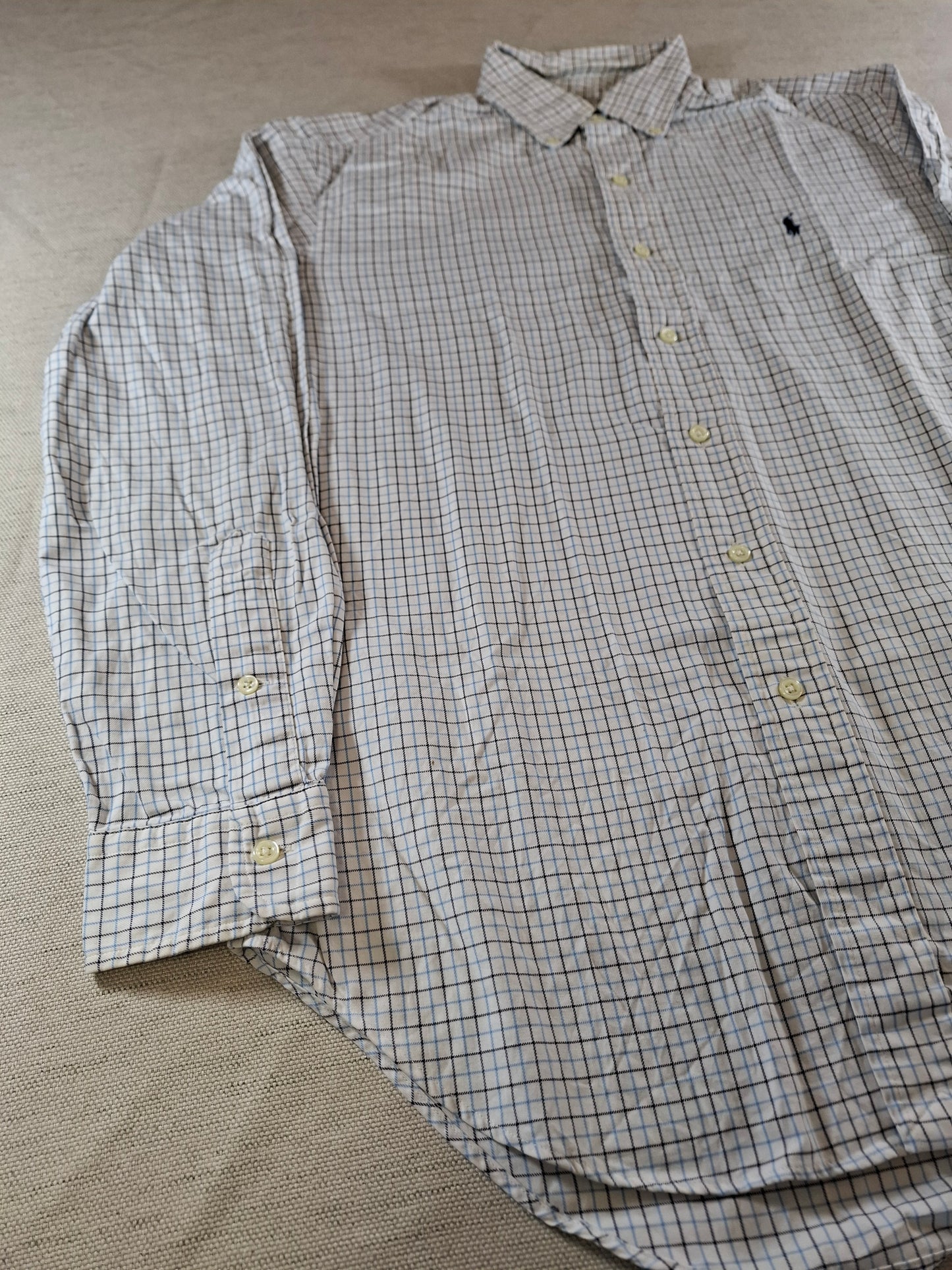 001072 Polo Ralph Lauren Button down shirt size M Blue/ White/ Black checkered