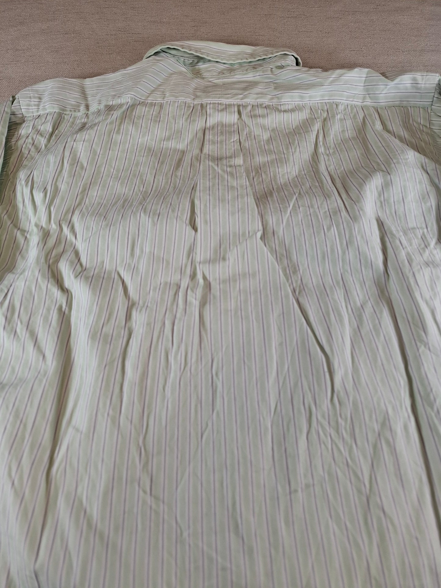 001084 Polo Ralph Lauren Button down shirt size 16.5 / 32-33 Green/ Grey/ White striped