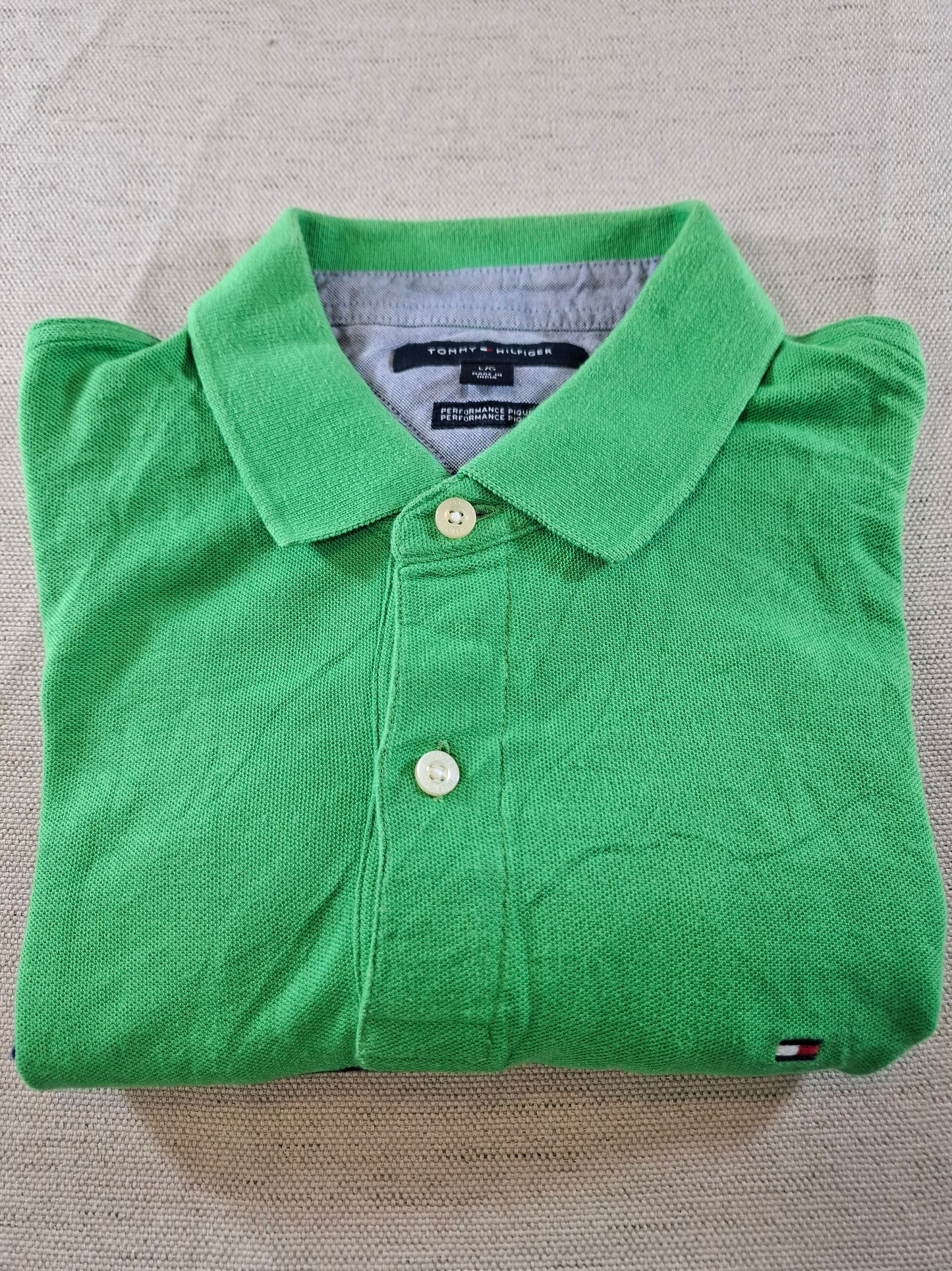 001061 Tommy Hilfiger Polo size L Green/ Blue/ White