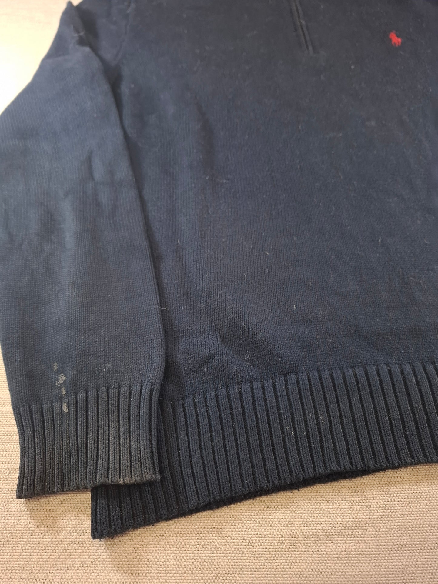 000498 Polo Ralph Lauren 1/4 zip sweater size L Navy