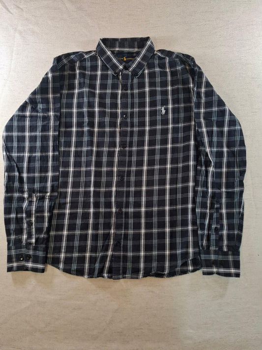 001071 Polo Ralph Lauren Button down shirt size L Black/ White checkered