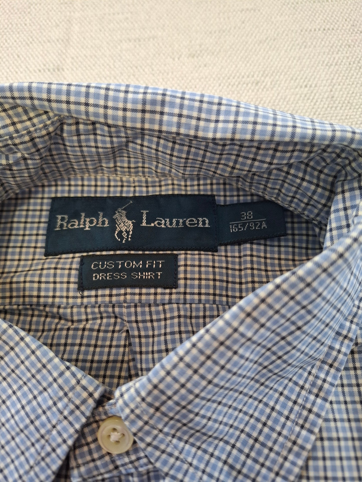 001069 Polo Ralph Lauren Button down shirt size 38 Blue/ Black checkered