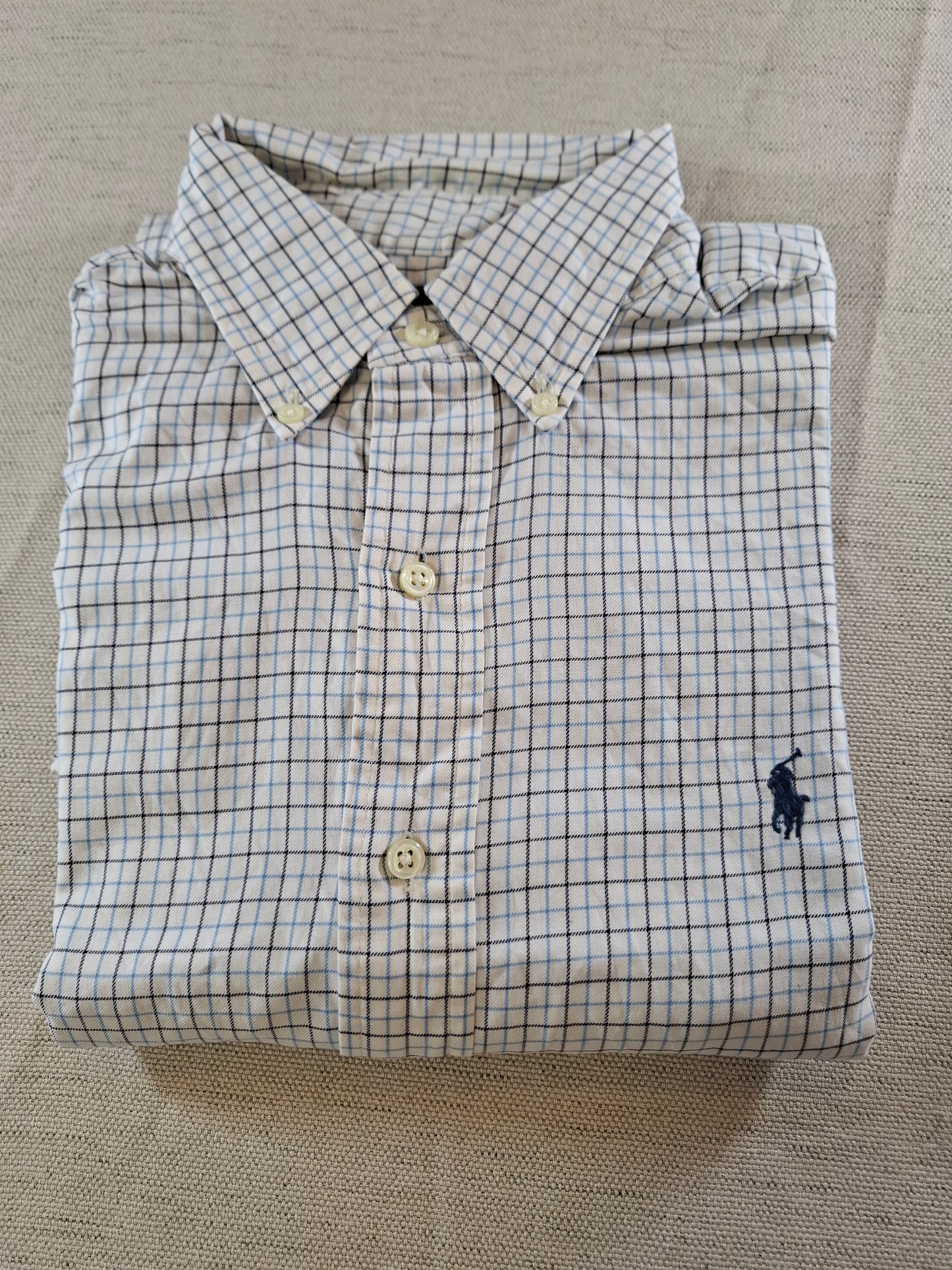 001072 Polo Ralph Lauren Button down shirt size M Blue/ White/ Black checkered