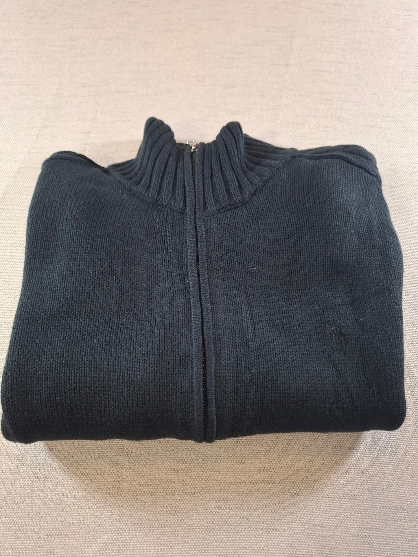 000939 Polo Ralph Lauren Full zip sweater size L Black