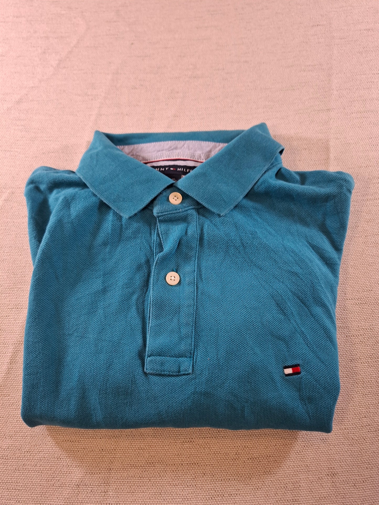 001062 Tommy Hilfiger Polo size L Blue/ Green