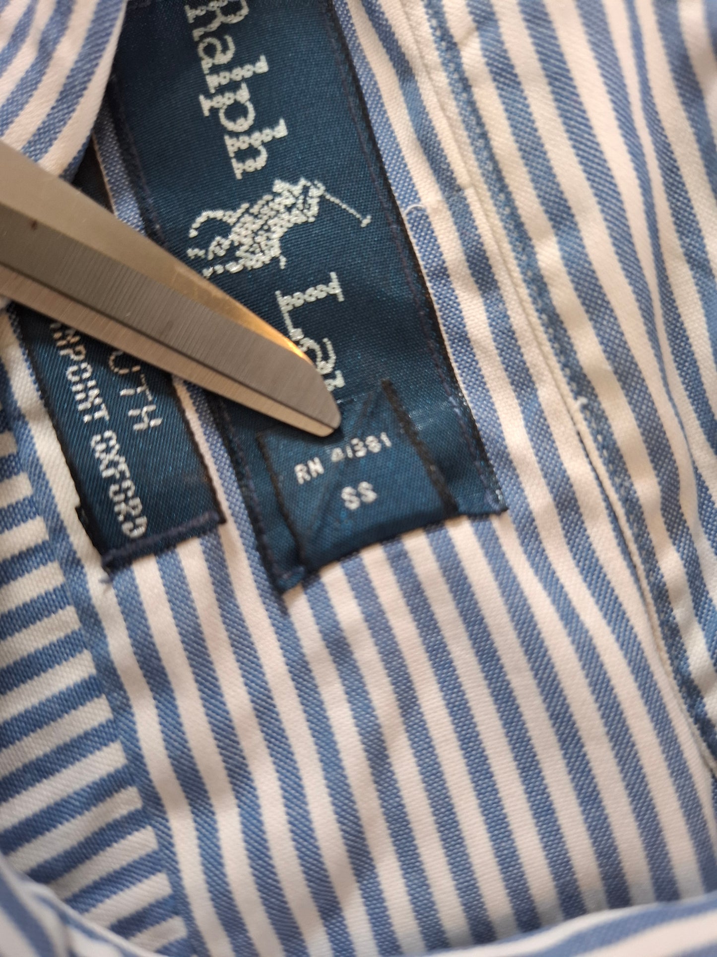 001081 Polo Ralph Lauren Button down shirt size 16.5 / 34-35 Blue/ White striped