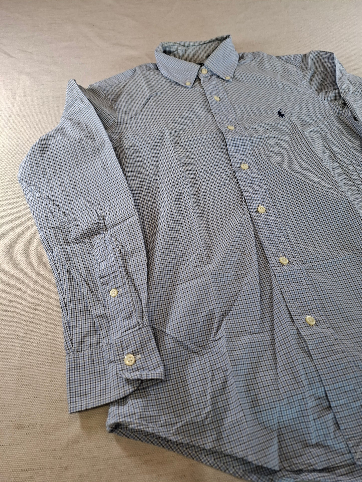 001069 Polo Ralph Lauren Button down shirt size 38 Blue/ Black checkered