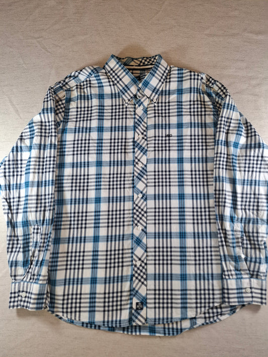 001087 McGregor Button down shirt size XXXL Blue/ White checkered