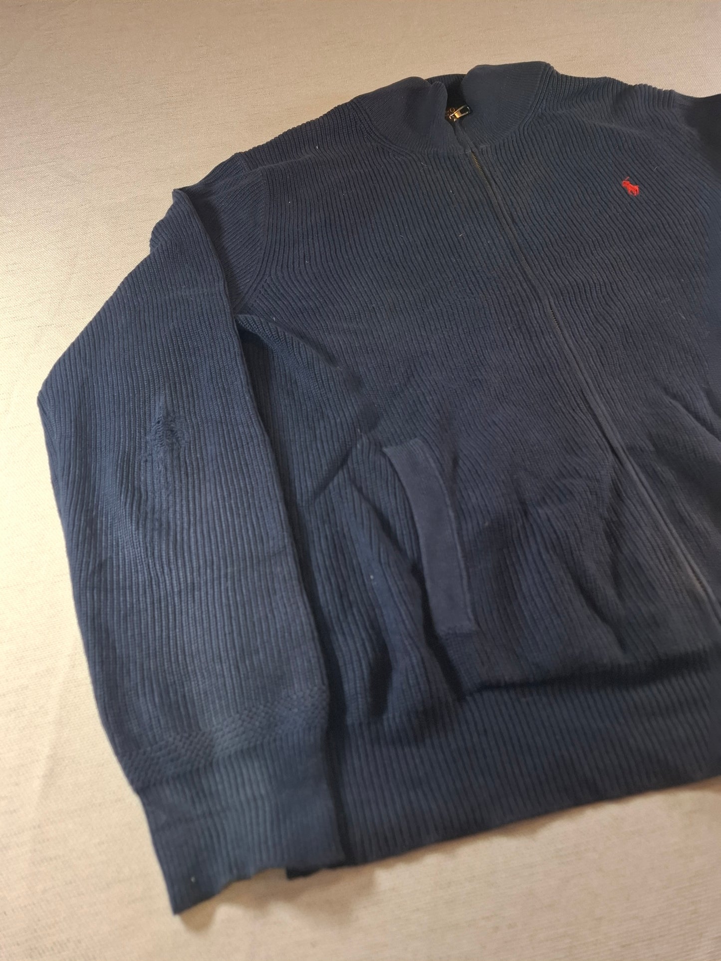 000934 Polo Ralph Lauren Full zip sweater size L Navy Blue