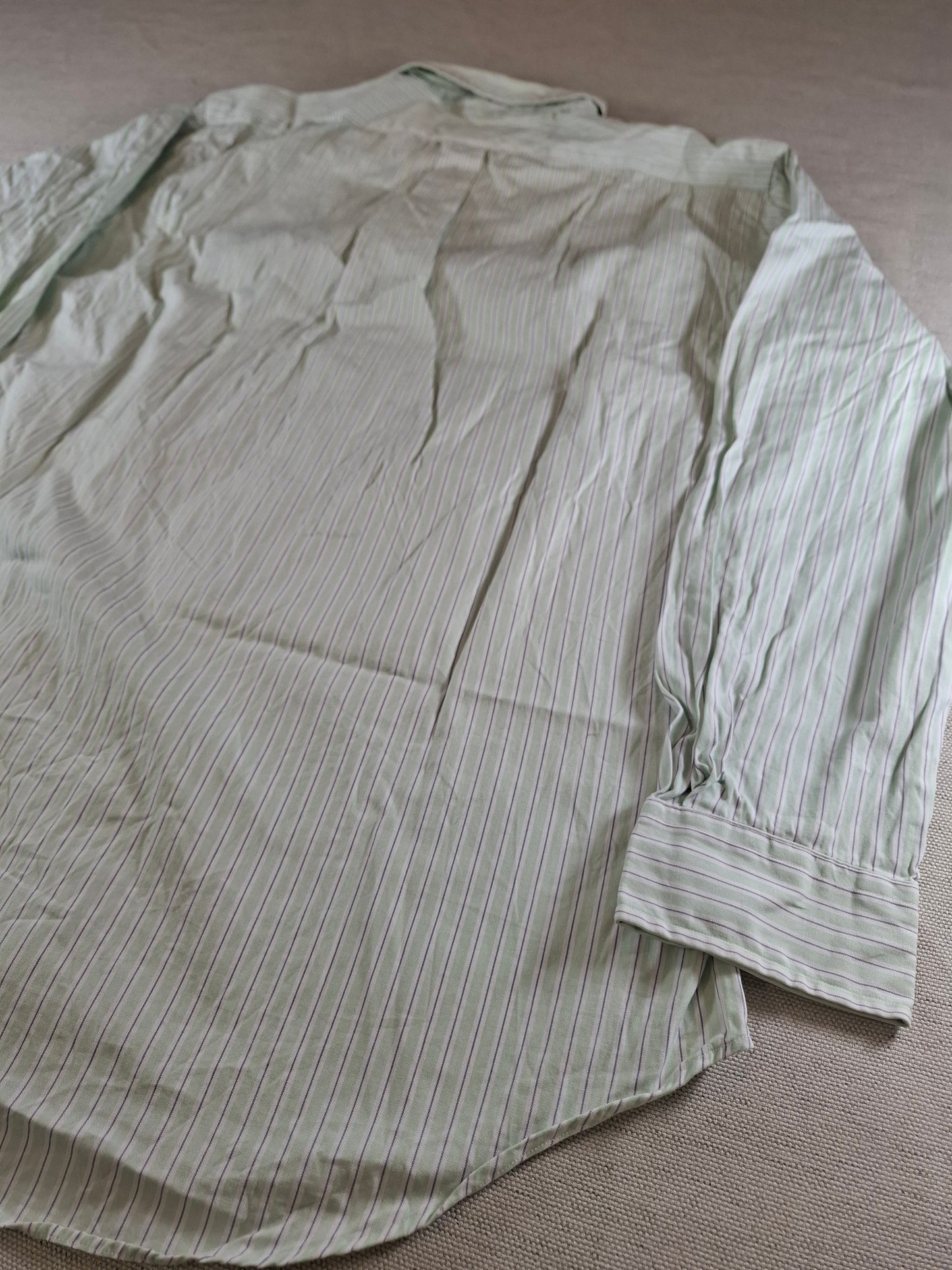 001084 Polo Ralph Lauren Button down shirt size 16.5 / 32-33 Green/ Grey/ White striped