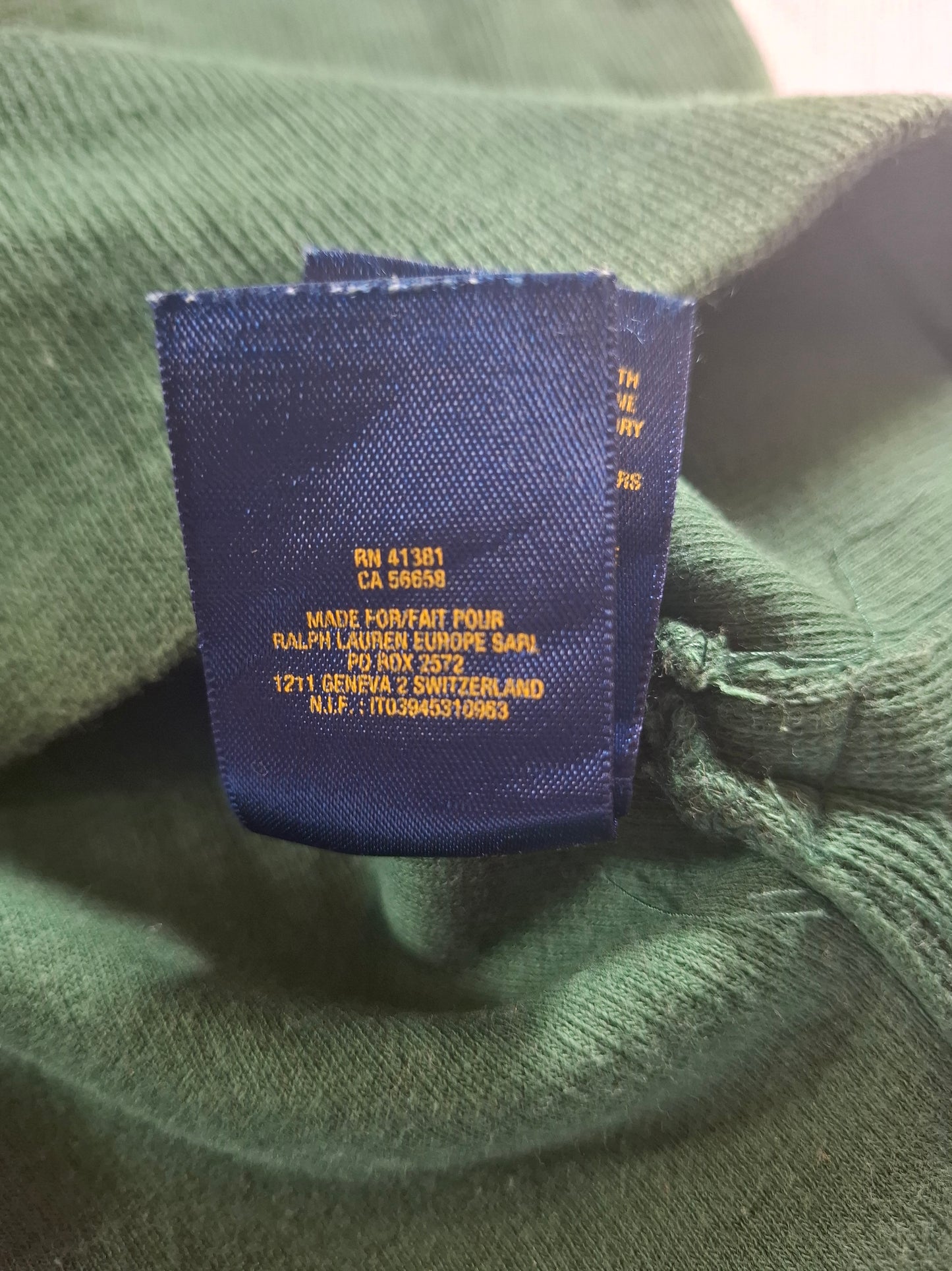 000481 Polo Ralph Lauren 1/4 zip sweater size XL Green