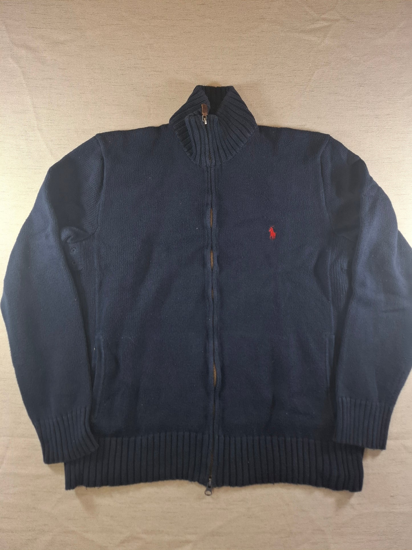 000486 Polo Ralph Lauren full zip sweater size M Navy