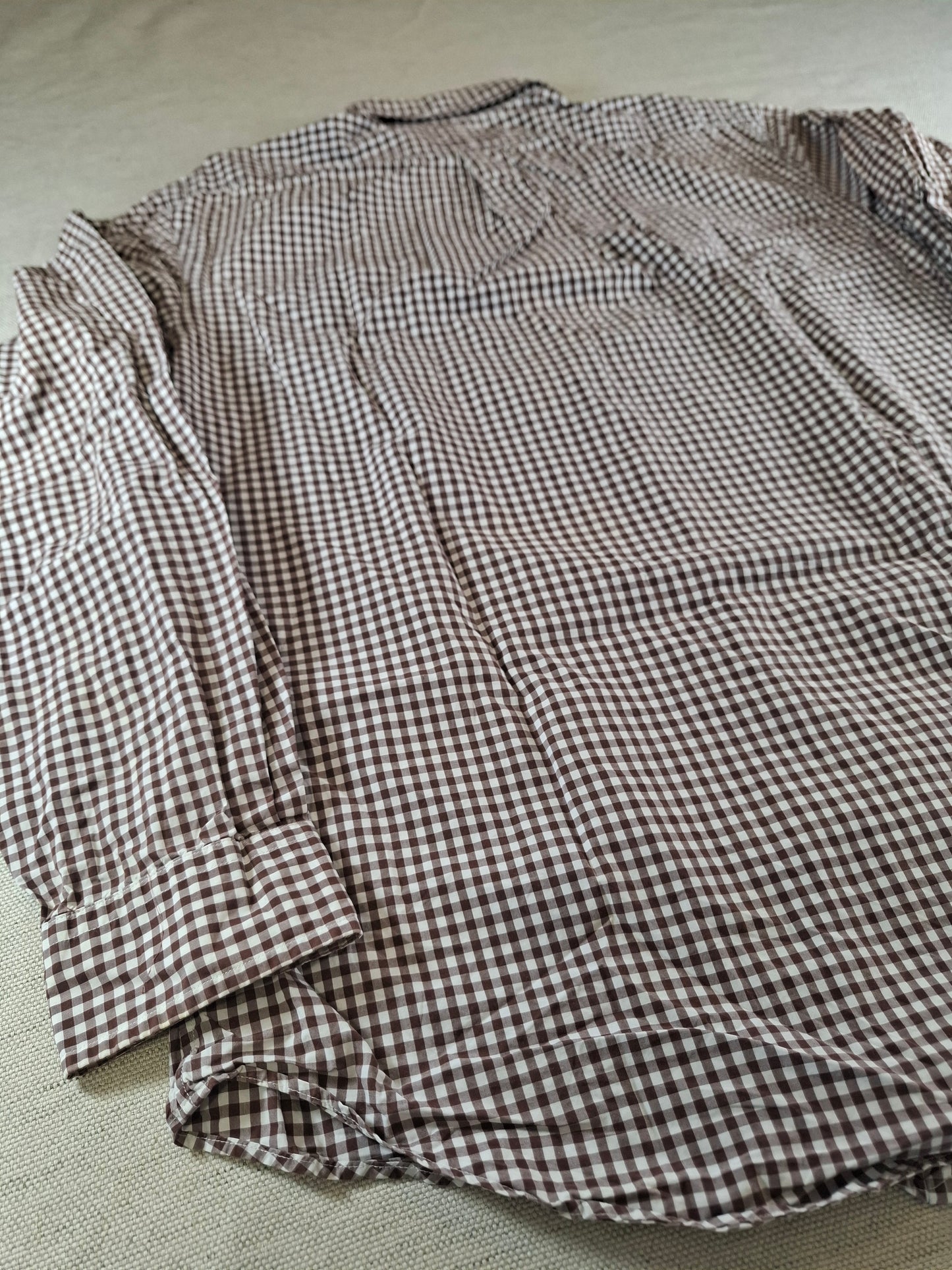 001085 Polo Ralph Lauren Button down shirt size L Brown/ White checkered
