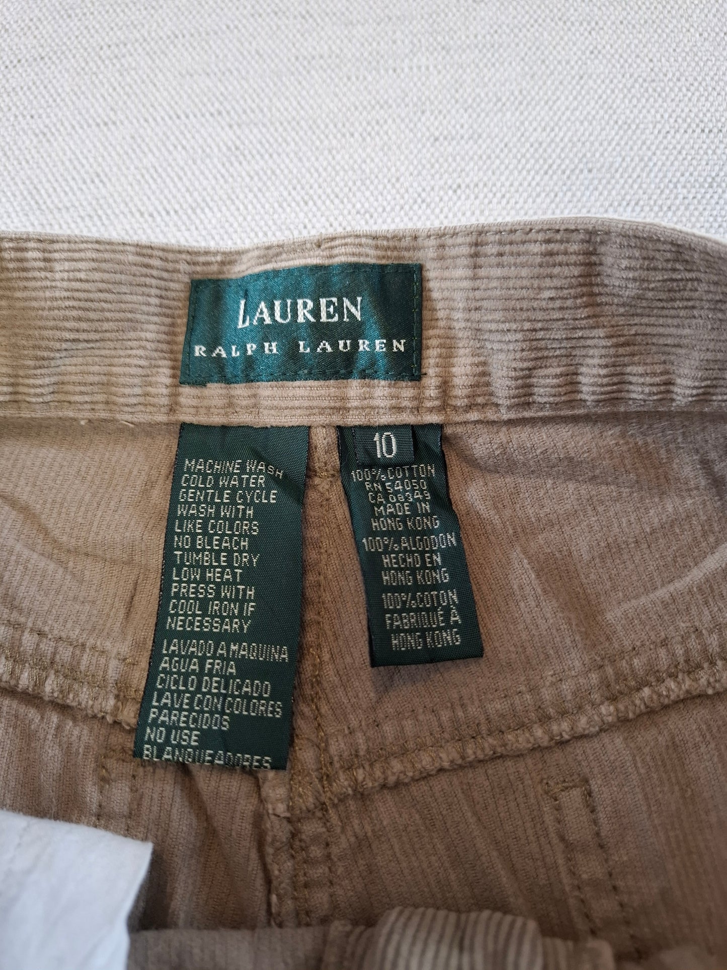 001166 Ralph Lauren Corduroy pants size 10 Khaki