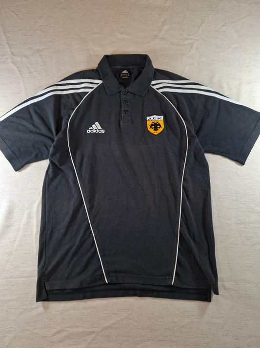 000127 Adidas AEK Athens polo size L (uk 42/44) Black