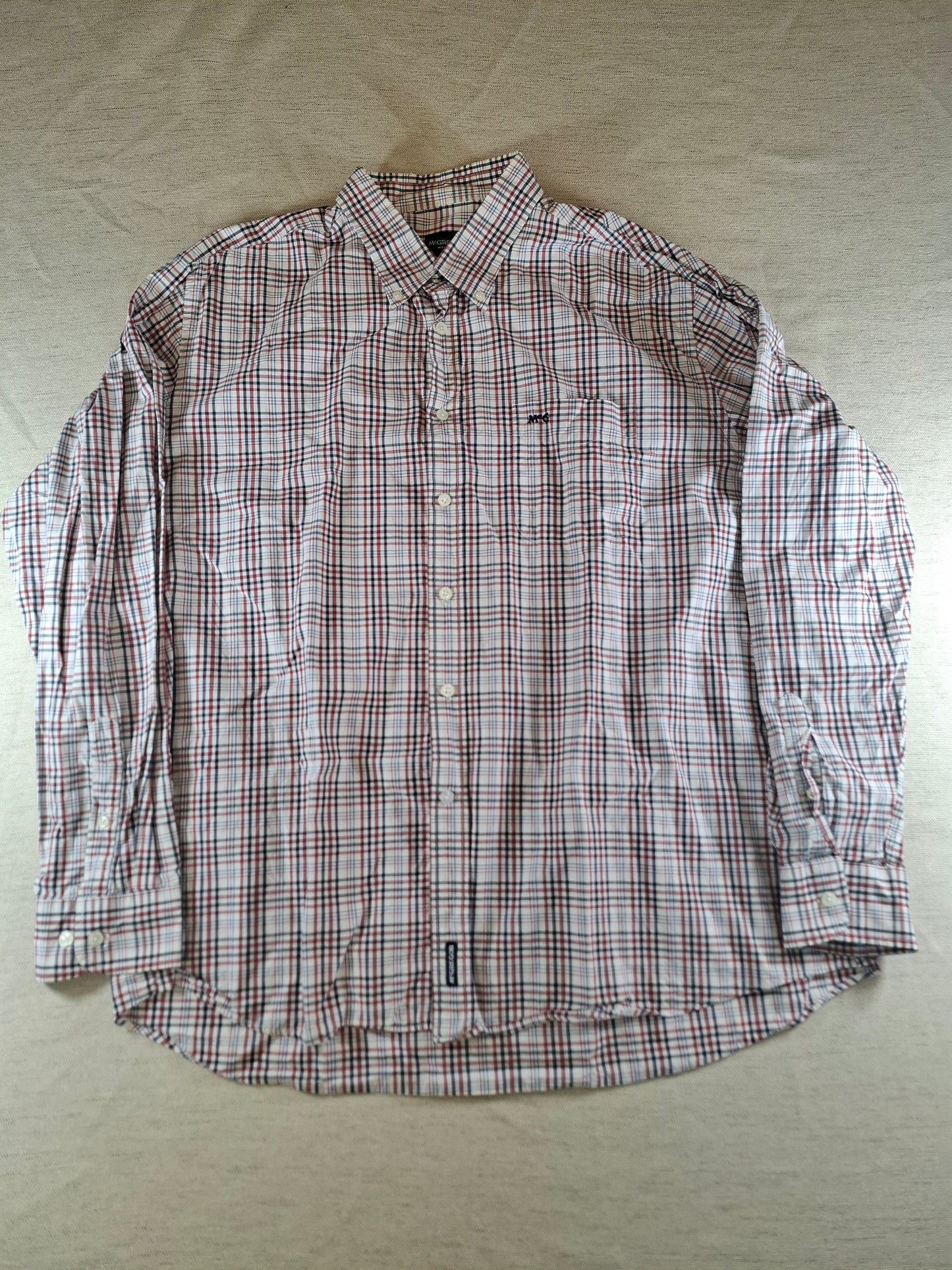 001086 McGregor Button down shirt size XXXL Red/ White/ Blue checkered