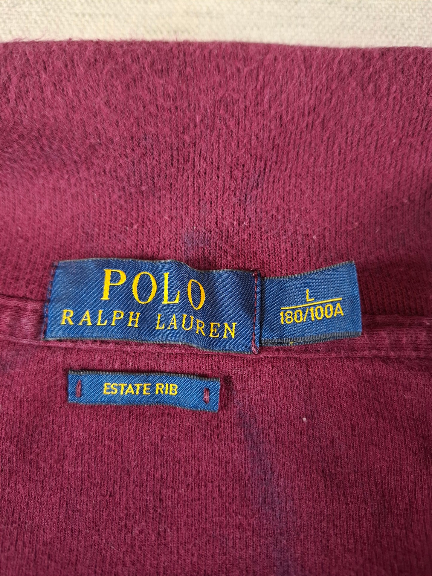 000495 Polo Ralph Lauren 1/4 zip sweater size L Burgundy
