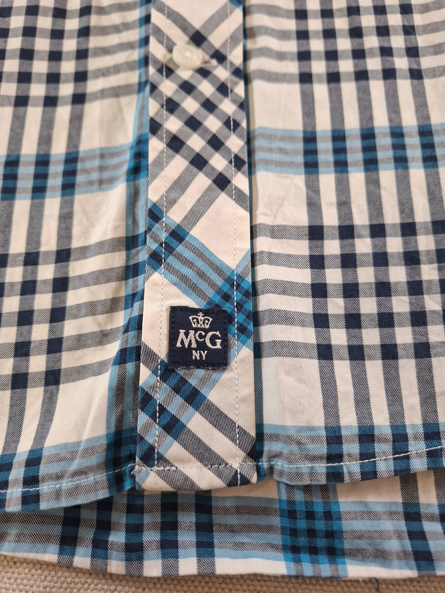001087 McGregor Button down shirt size XXXL Blue/ White checkered
