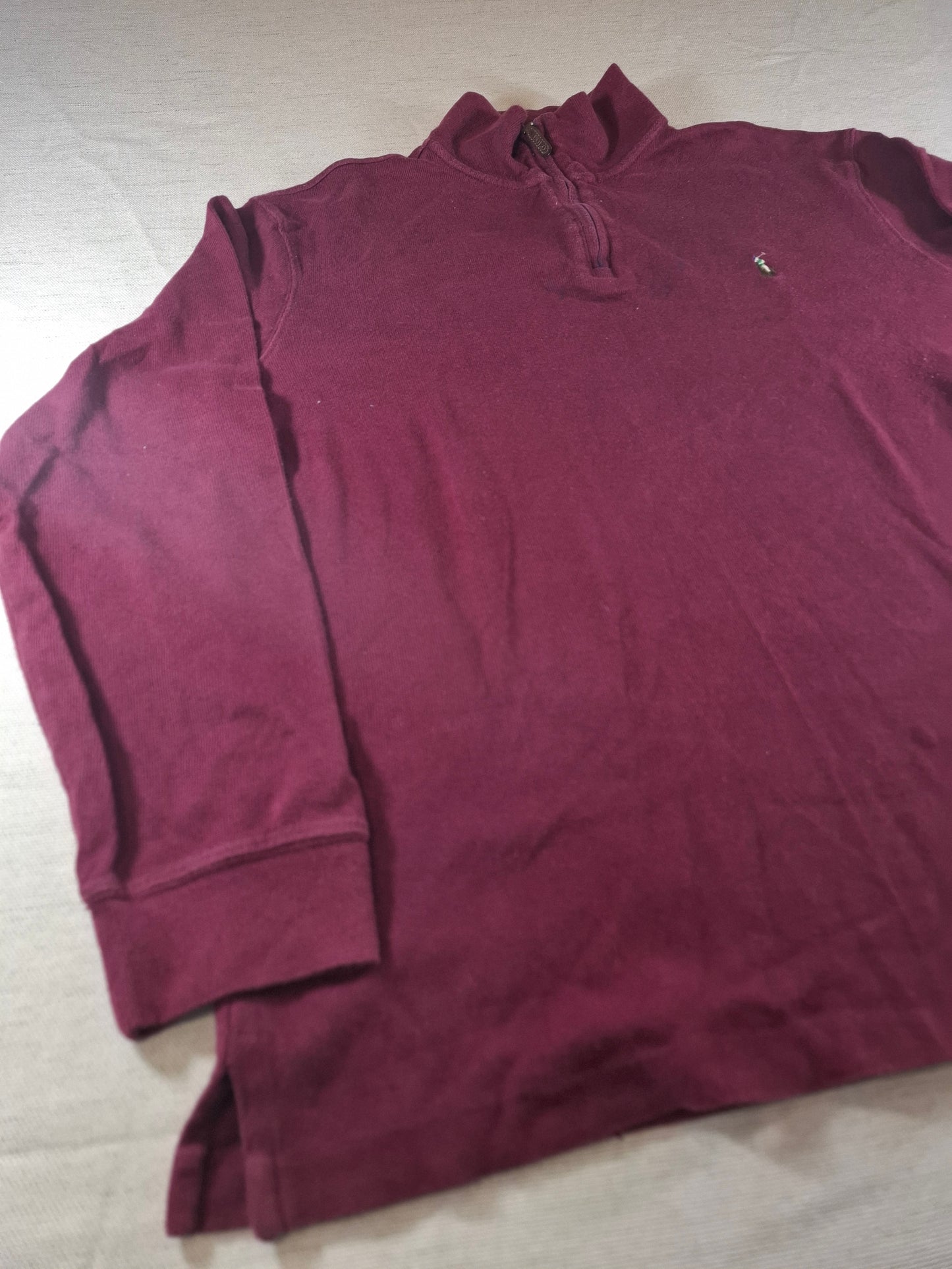 000495 Polo Ralph Lauren 1/4 zip sweater size L Burgundy