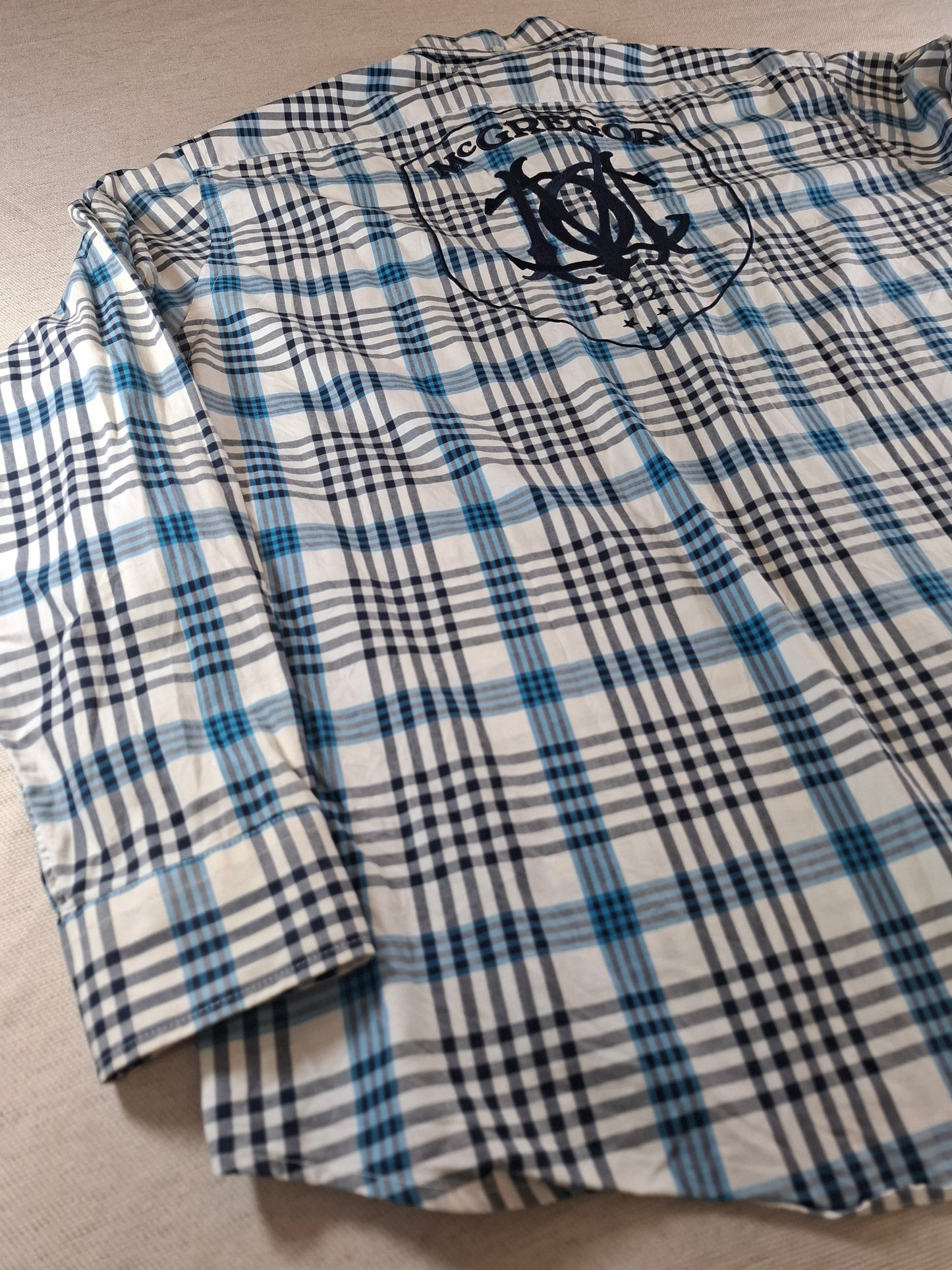 001087 McGregor Button down shirt size XXXL Blue/ White checkered