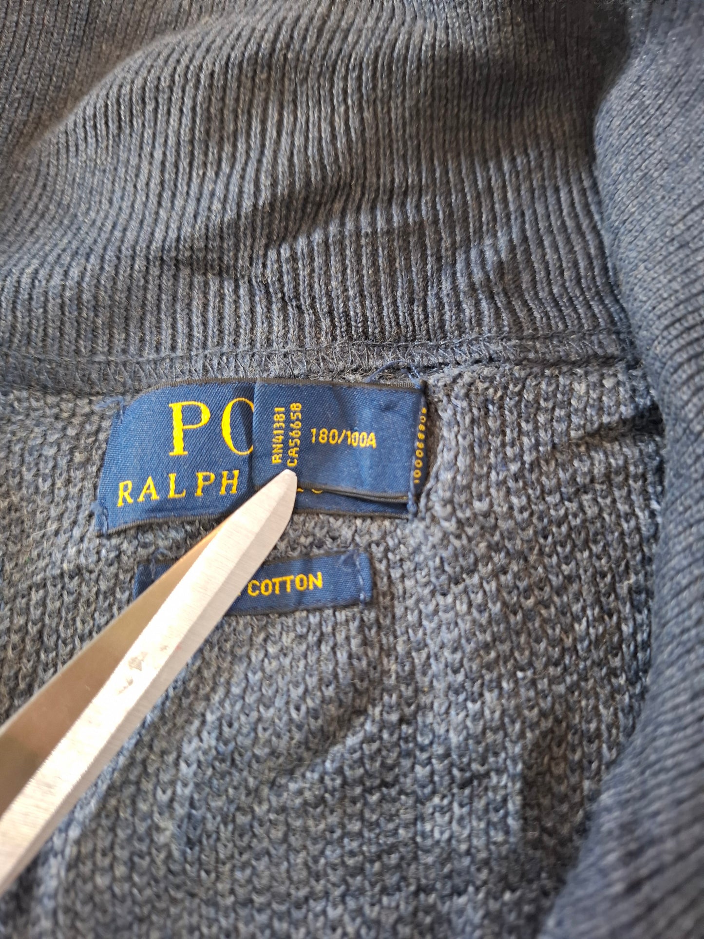 000942 Polo Ralph Lauren Full zip sweater size L Anthracite