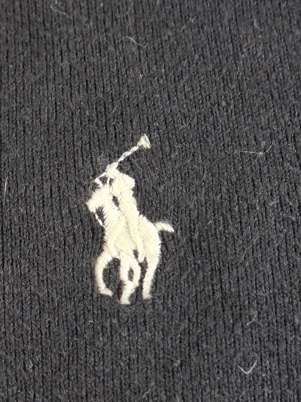 000227 – Polo Ralph Lauren Full Zip Sweater – Black with black/white collar, Size L