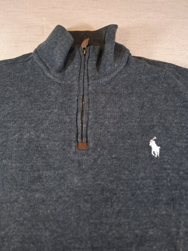 000502 – Polo Ralph Lauren Quarter-Zip Sweater – Charcoal, Size M
