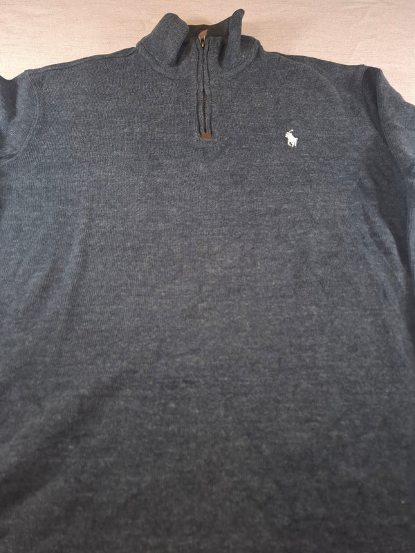 000502 – Polo Ralph Lauren Quarter-Zip Sweater – Charcoal, Size M