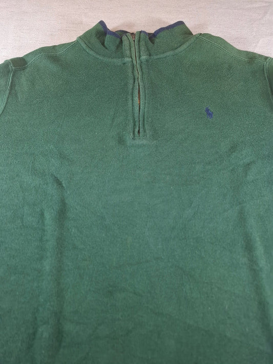 000481 – Polo Ralph Lauren Quarter-Zip Sweater – Green, Size XL