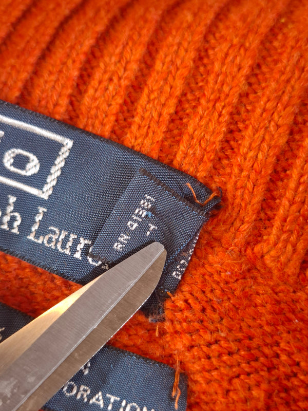 000484 – Polo Ralph Lauren Quarter-Zip Sweater – Orange, Size L