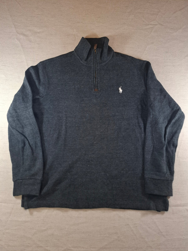 000502 – Polo Ralph Lauren Quarter-Zip Sweater – Charcoal, Size M