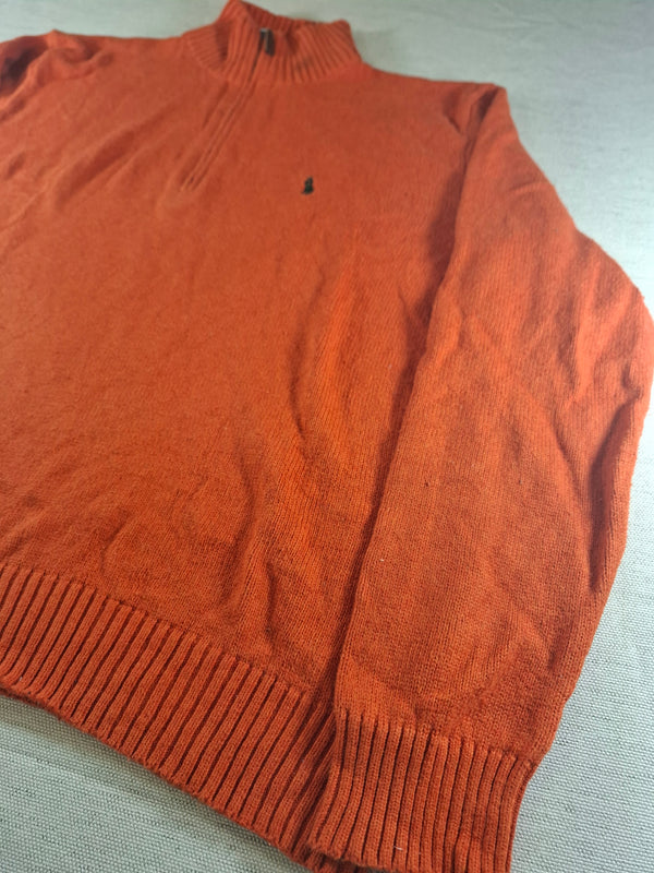 000484 – Polo Ralph Lauren Quarter-Zip Sweater – Orange, Size L