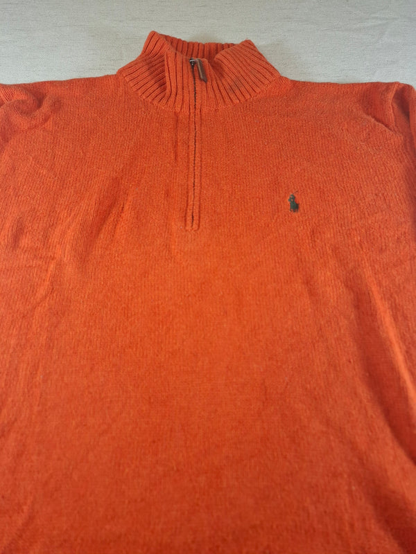 000484 – Polo Ralph Lauren Quarter-Zip Sweater – Orange, Size L
