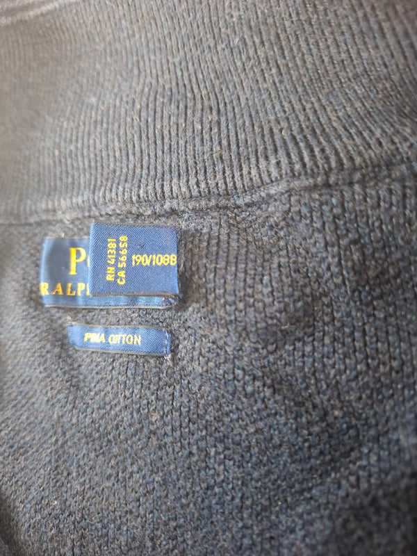 000483 – Polo Ralph Lauren Quarter-Zip Sweater – Blue, Size XXL