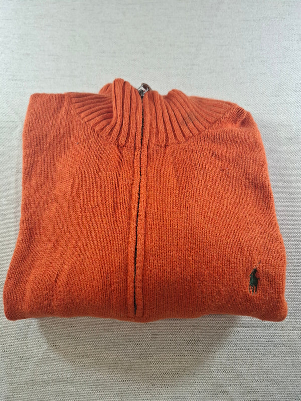 000484 – Polo Ralph Lauren Quarter-Zip Sweater – Orange, Size L