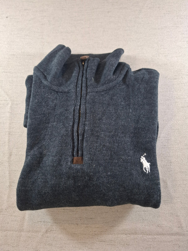 000502 – Polo Ralph Lauren Quarter-Zip Sweater – Charcoal, Size M
