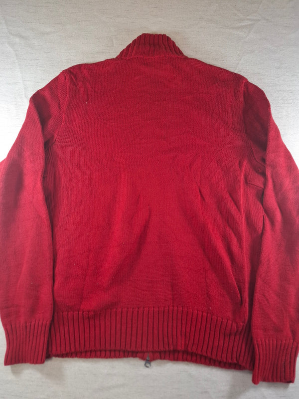 000488 – Polo Ralph Lauren Full Zip Sweater – Red, Size L