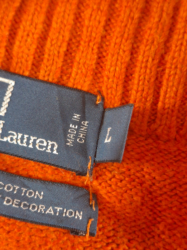 000484 – Polo Ralph Lauren Quarter-Zip Sweater – Orange, Size L