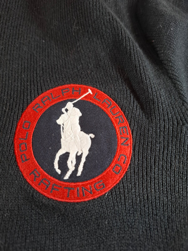 000226 – Polo Ralph Lauren Full Zip Sweater – Black/ Red, Size L