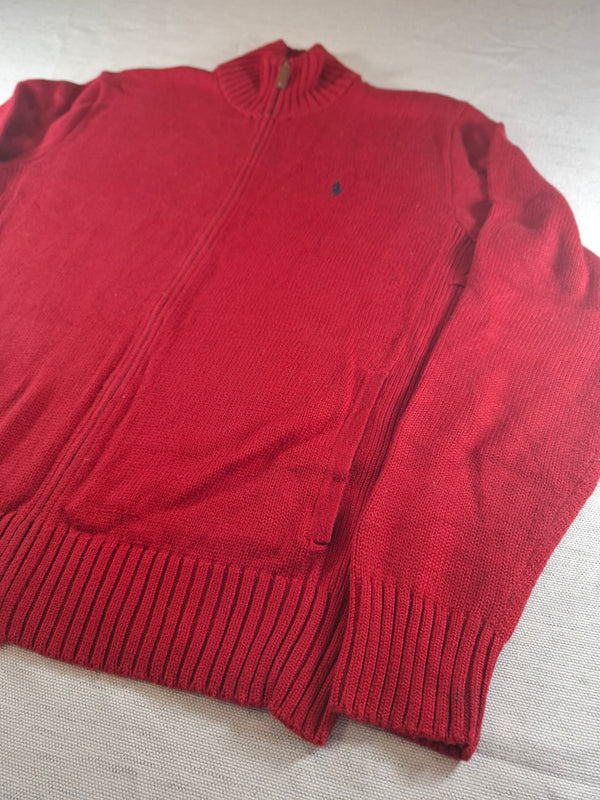 000488 – Polo Ralph Lauren Full Zip Sweater – Red, Size L